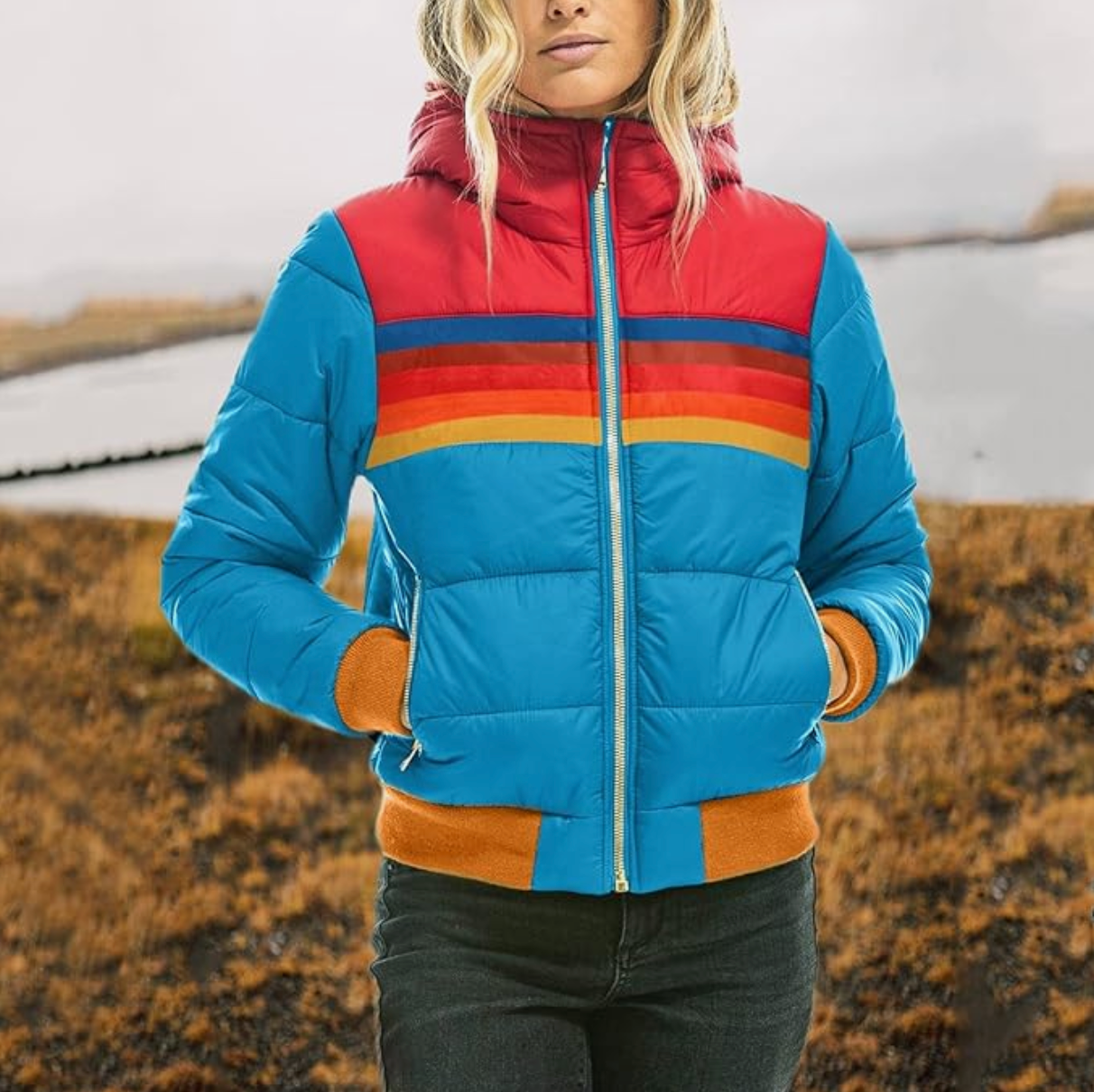 KARLA - CHAQUETA ACOLCHADA RAYAS RETRO